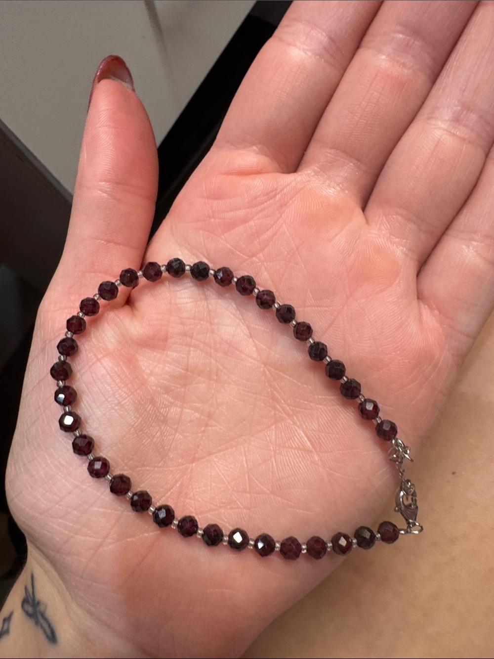 Burgundy Beaded adjustable bracelet - Elegant Deep Red Women’s Jewelry